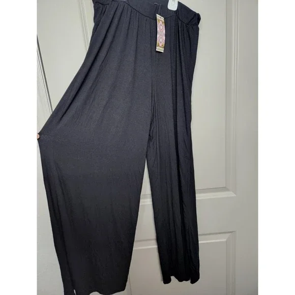 Boohoo Womens Size 12 Basic Jersey Midaxi High Waisted Pants Black Soft - Picture 1 of 8